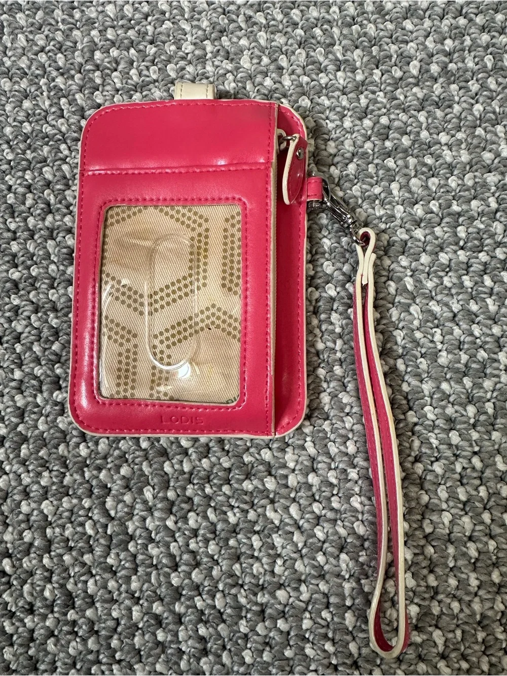 Lodis Pink, Black & Cream Leather Wristlet Phone Case